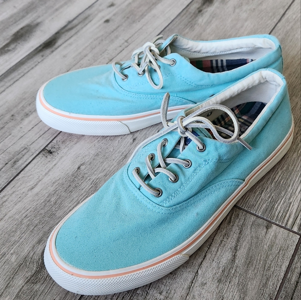 Sperry Mens Striper II CVO Tourquois Canvas Lace Up Trainers Sneakers Shoes 11.5 - Picture 3 of 10